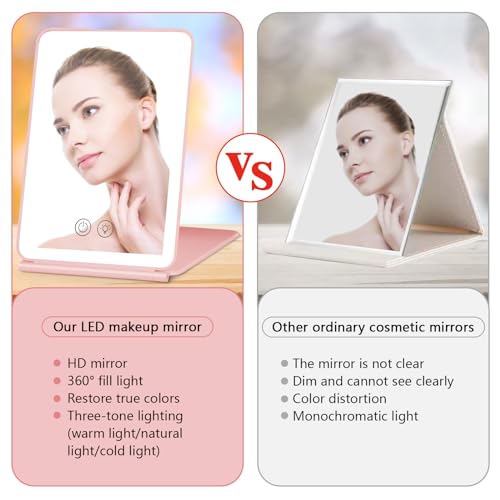 Portable LED Travel Makeup Mirror with Color Lighting
