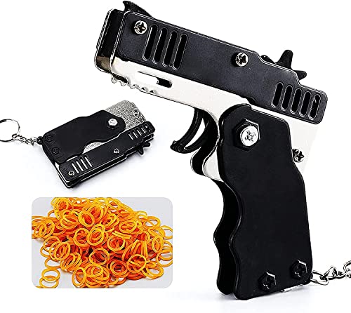 Mini Metal Burst Collapsible Rubber Band Gun Toy