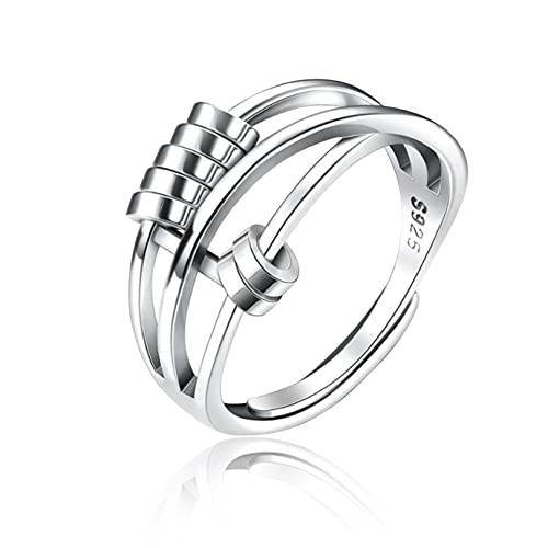 Anxiety Fidget Ring: Silver Plated Spinner Jewelry