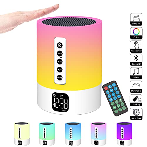 Bluetooth Speaker Alarm Clock Bedside Lamp Color Changing