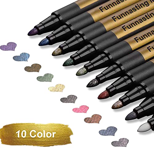 10 Assorted Metallic Marker Pens for Creative Projects