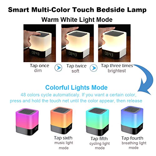 Bluetooth Speaker Alarm Clock Bedside Lamp RGB
