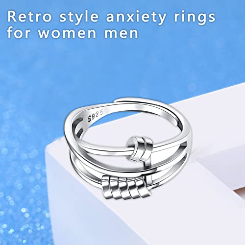 Anxiety Fidget Ring: Silver Plated Spinner Jewelry