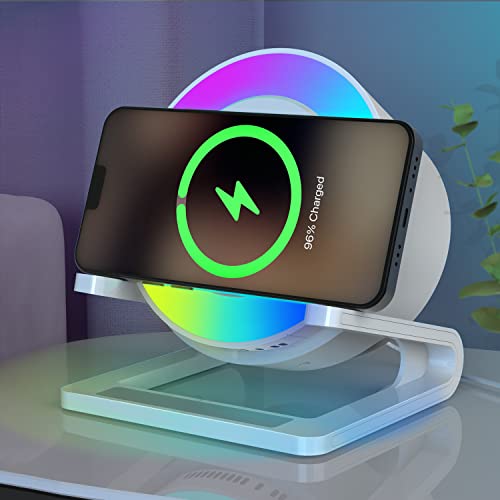 Bluetooth Speaker with Wireless Charger, Dimmable Lamp