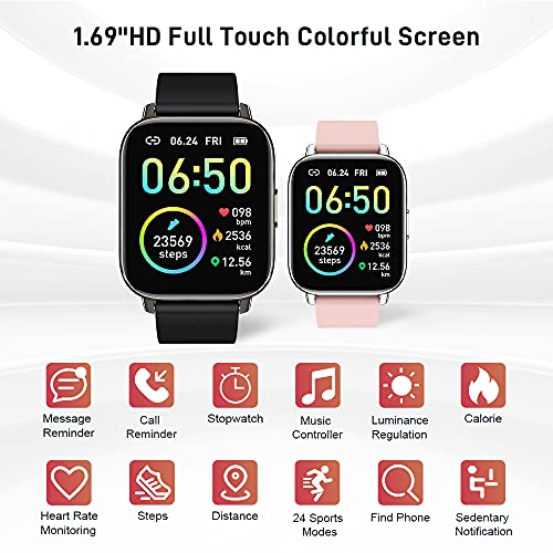 1.69" Touch Screen Smart Watch for Men Women - IP68 Waterproof