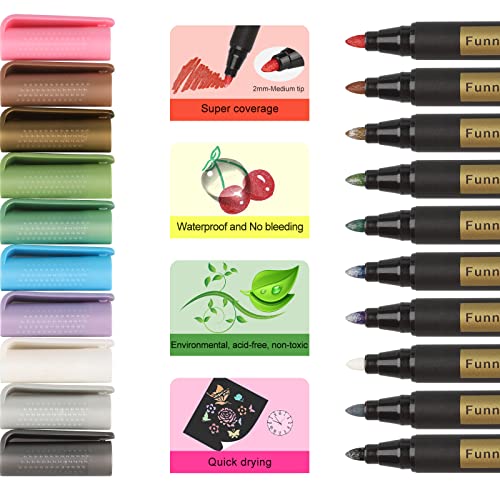 10 Assorted Metallic Marker Pens for Creative Projects