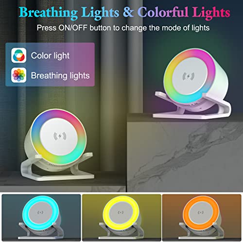 Bluetooth Speaker with Wireless Charger, Dimmable Lamp