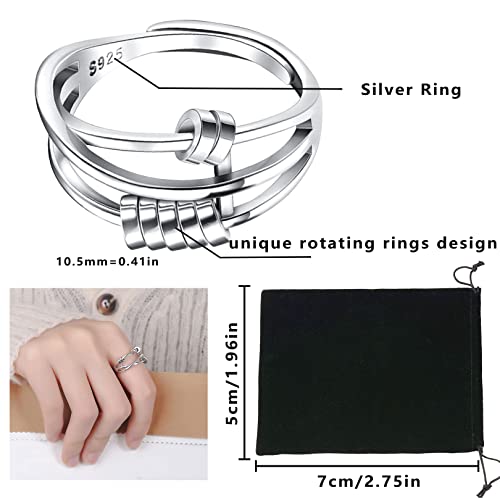 Anxiety Fidget Ring: Silver Plated Spinner Jewelry