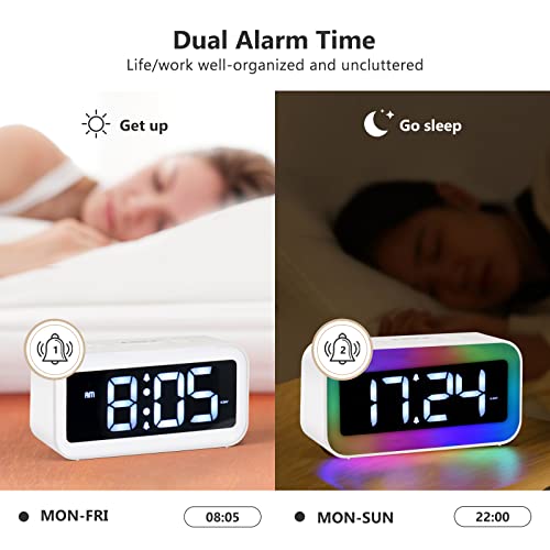 LED Digital Alarm Clock with RGB Night Light