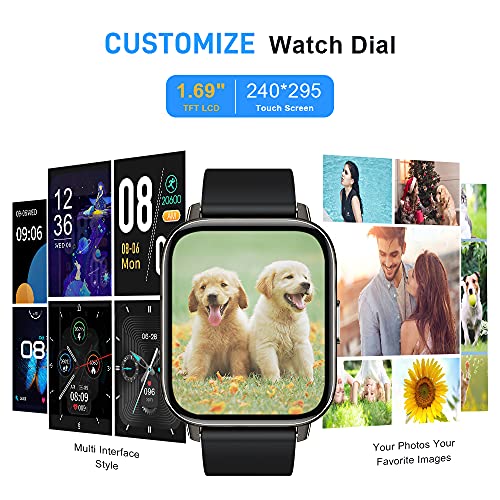 1.69" Touch Screen Smart Watch for Men Women - IP68 Waterproof