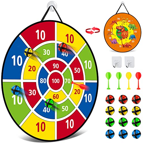 Kids Dinosaur Dart Board Set with Sticky Balls