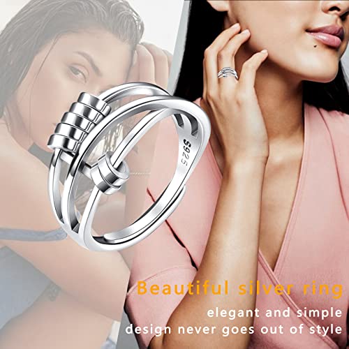 Anxiety Fidget Ring: Silver Plated Spinner Jewelry