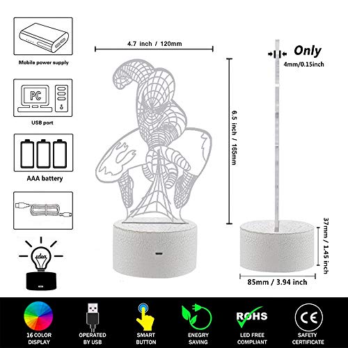 Spiderman 3D Night Light - Fun Gadget Gift