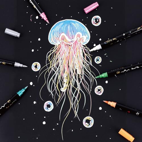 24 Color Metallic Marker Pens for Black Paper