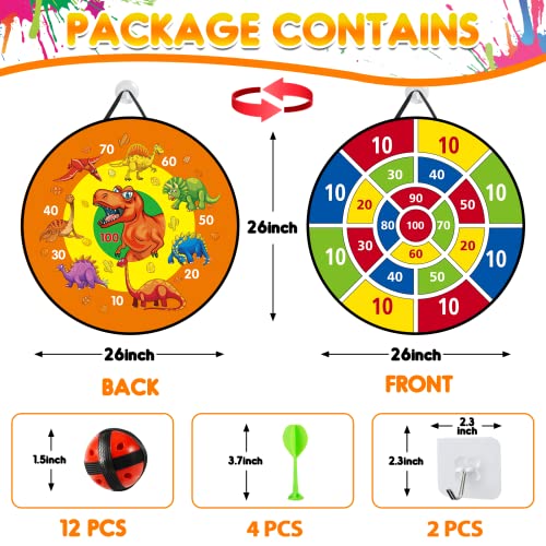 Kids Dinosaur Dart Board Set with Sticky Balls