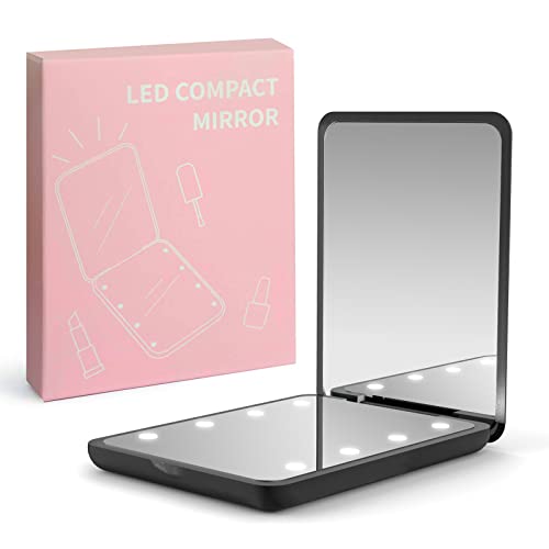 wobsion Pocket Mirror with LED Light and Magnification