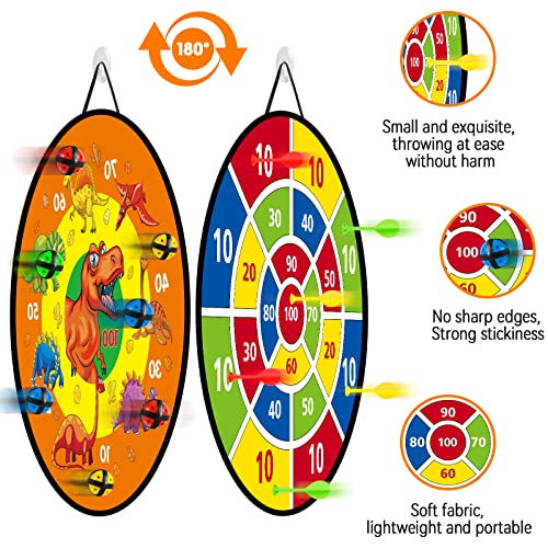 Kids Dinosaur Dart Board Set with Sticky Balls