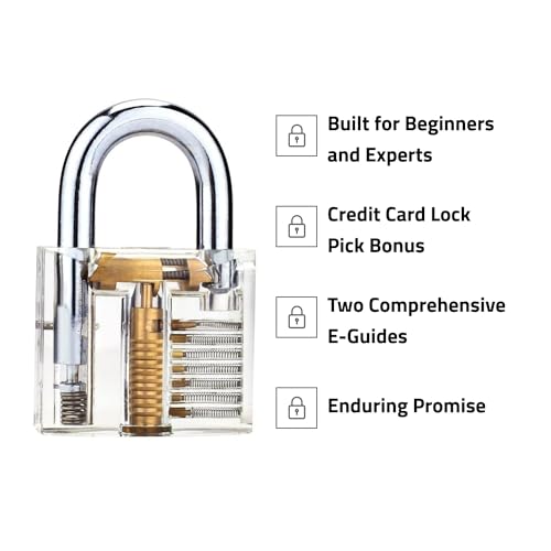 Professional 20-Piece Lockpicking Set with Transparent Padlock | Gadgets for Men