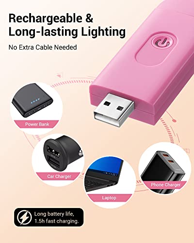 DEWENWILS Clip On LED Book Light - Pink