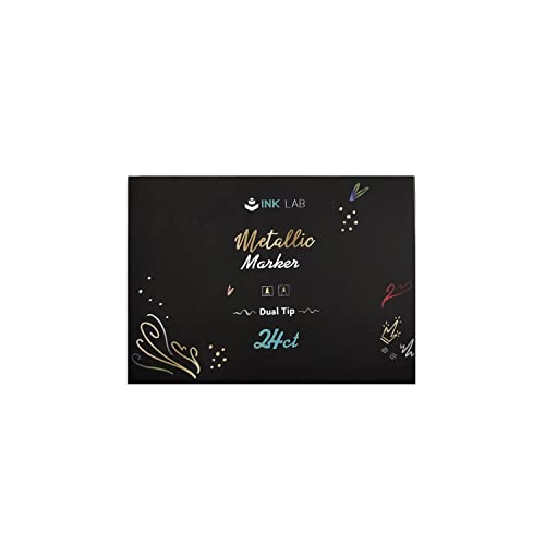 24 Color Metallic Marker Pens for Black Paper