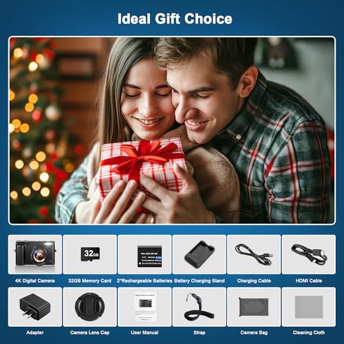 4K Compact Digital Camera with 48MP and Zoom