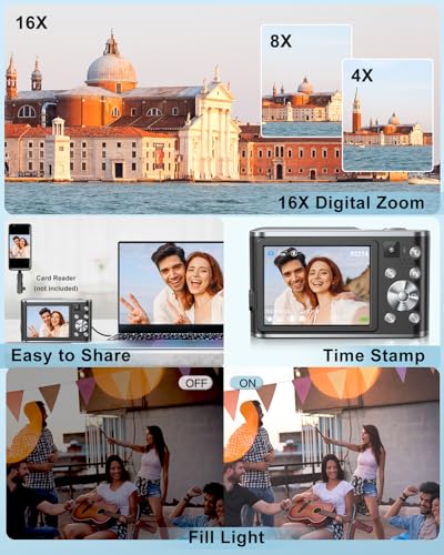 4K Compact Camera with Dual Lens and 32G SD