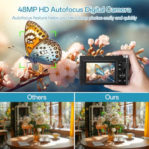 48MP 4K Digital Camera with 180° Flip Screen