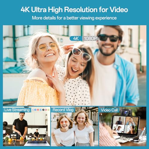48MP 4K Digital Camera with 180° Flip Screen