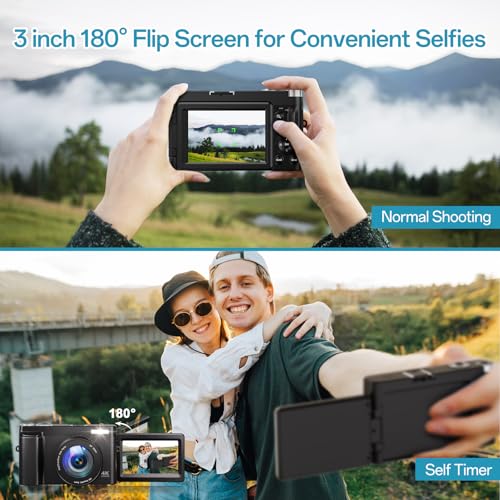 48MP 4K Digital Camera with 180° Flip Screen