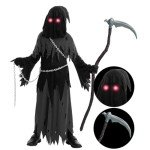 Glowing Eyes Reaper Costume for Kids