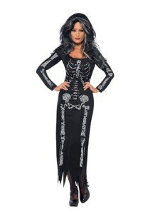 Black Skeleton Dress Costume for Halloween Parties