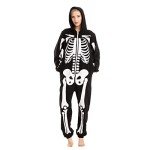 Plush Skeleton Jumpsuit Halloween Costume for Adults