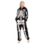 Plush Skeleton Jumpsuit Halloween Costume for Adults