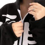 Plush Skeleton Jumpsuit Halloween Costume for Adults