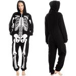 Plush Skeleton Jumpsuit Halloween Costume for Adults