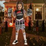 Zombie Cheerleader Dress for Girls Halloween Costume