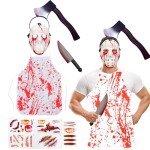 9-Piece Halloween Butcher Costume Set for Men