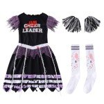 Zombie Cheerleader Dress for Girls Halloween Costume