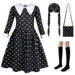 Princess Black Dress Costume with Wig for Parties