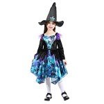 Deluxe Glittery Witch Costume for Girls, Ages 7-8