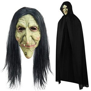 Suilung Halloween Witch Mask & Cape Set