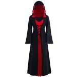 Vintage Witch Dress with Hood - Black & Red