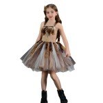 Girls Cavegirl Costume with Ruffle Tulle Dress