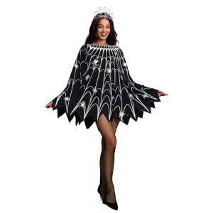Glitter Spider Web Poncho Costume for Women