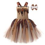 Girls Cavegirl Costume with Ruffle Tulle Dress