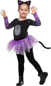 Girls' Purple Black Cat Tutu Skirt Costume