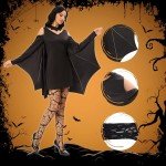 Women's Halloween Bat Costume with Wings & Mask