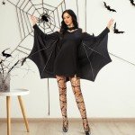 Women's Halloween Bat Costume with Wings & Mask