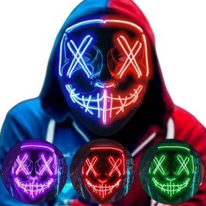 LED Glow Halloween Mask - Scary Light-Up Costume