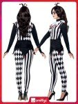 Smiffys Women's Jester Costume - Black Outfit Set